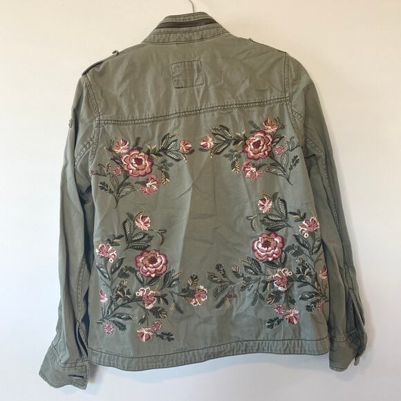 Abercrombie & Fitch Floral Embroidered Olive Green Jacket Size Small - Picture 4 of 7